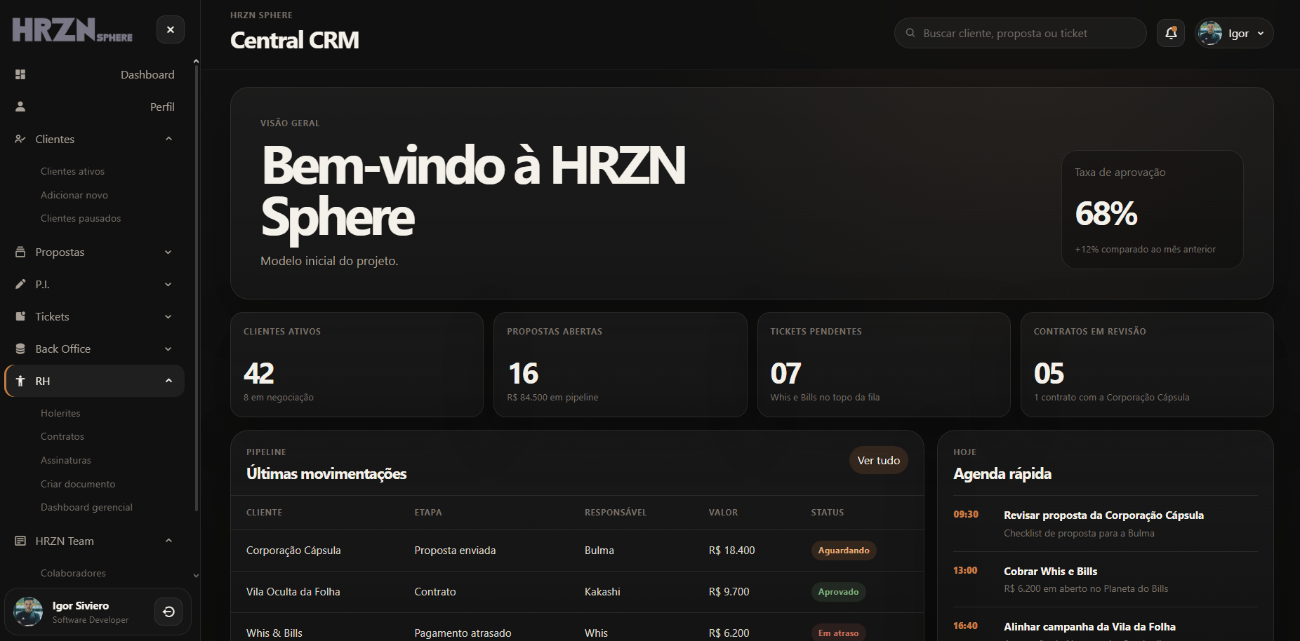 2° Versão (APENAS VISUAL) HRZN Sphere | CRM